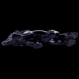5.9" Black Obsidian Hand Carved Crystal Wolf