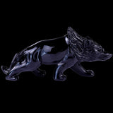 5.9" Black Obsidian Hand Carved Crystal Wolf