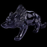 5.9" Black Obsidian Hand Carved Crystal Wolf