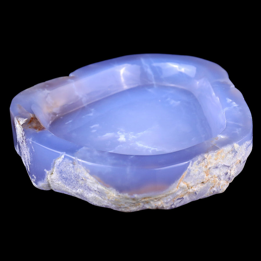 5.9" Blue Chalcedony Hand Carved Crystal Ashtray Fruit Tray