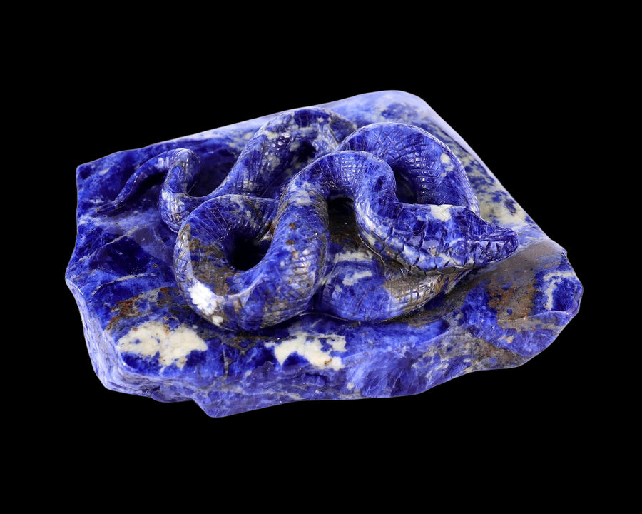 5.9" Sodalite Hand Carved Crystal Snake