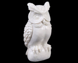 5.9" White Jade Hand Carved Crystal Owl