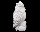 5.9" White Jade Hand Carved Crystal Owl