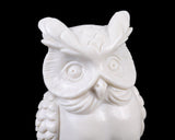 5.9" White Jade Hand Carved Crystal Owl