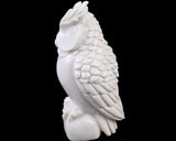 5.9" White Jade Hand Carved Crystal Owl
