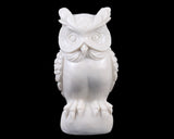 5.9" White Jade Hand Carved Crystal Owl