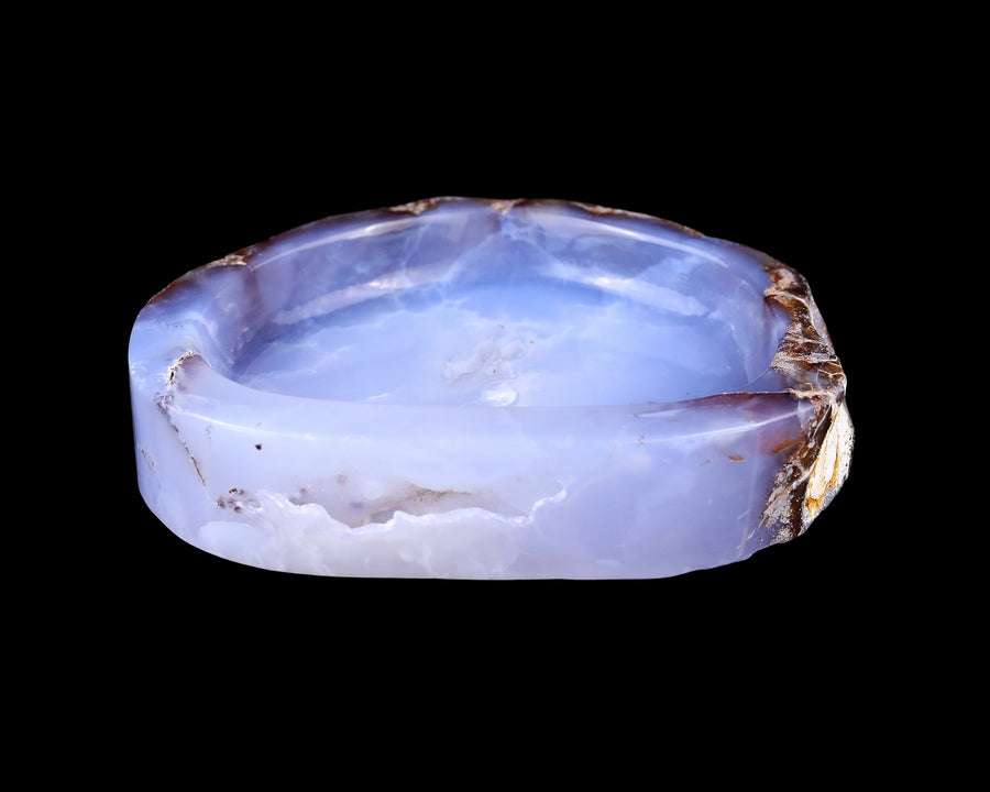 6.0" Blue Chalcedony Hand Carved Crystal Ashtray Fruit Tray