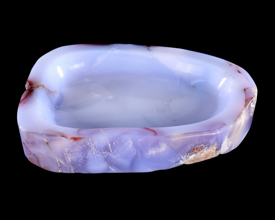 6.0" Blue Chalcedony Hand Carved Jewelry Tray Fruit Tray