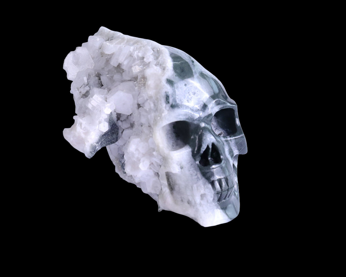 Kindredvein 6.1" Quartz Rock Druse Hand Carved Skull Sculpture (SKU: 5100166) - Photo 1