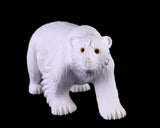 6.2" White Jade Hand Carved Crystal Polar Bear