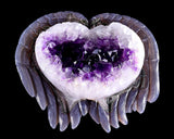 6.3" Amethyst Druse Agate Hand Carved Angel Wings