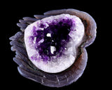 6.3" Amethyst Druse Agate Hand Carved Angel Wings