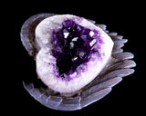 6.3" Amethyst Druse Agate Hand Carved Angel Wings