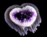 6.3" Amethyst Druse Agate Hand Carved Angel Wings