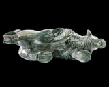 6.0" Nine Dragon Jade Hand Carved Crystal Cattle