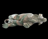 6.0" Nine Dragon Jade Hand Carved Crystal Cattle