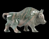 6.0" Nine Dragon Jade Hand Carved Crystal Cattle