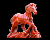 6.3" Red Jasper Hand Carved Crystal Horse
