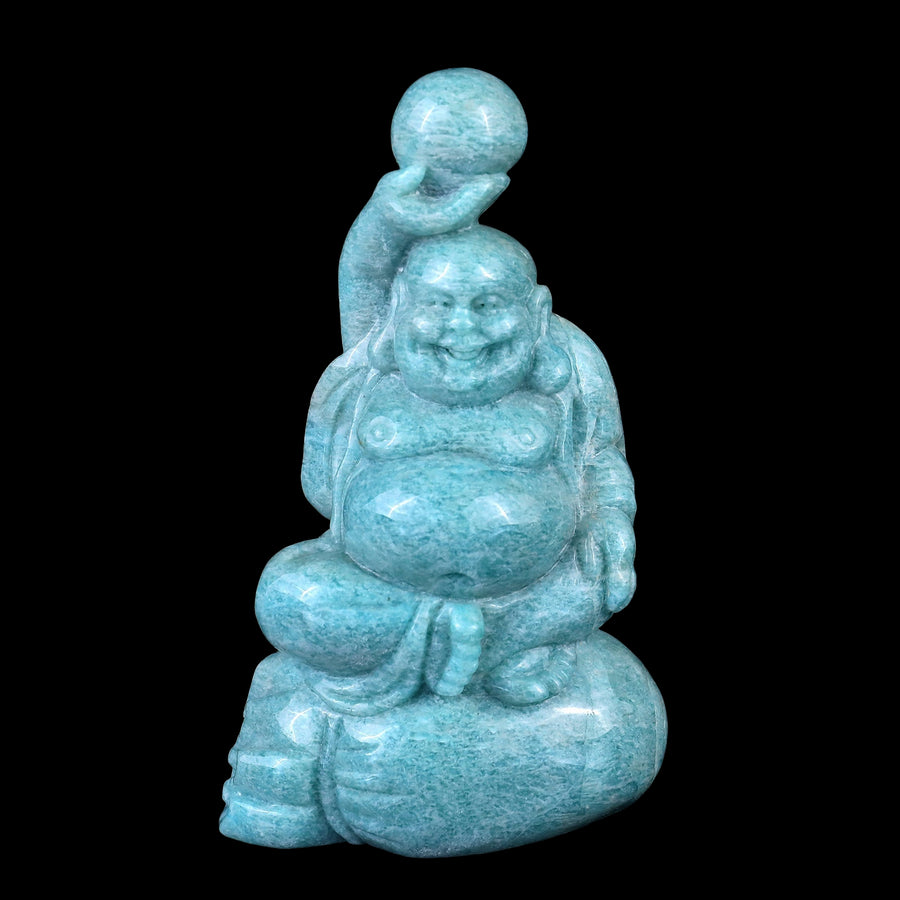6.4" Amazonite Hand Carved Crystal Buddha