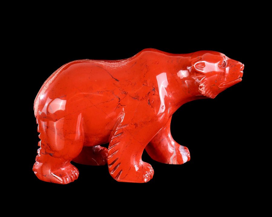 6.5" Red Jasper Hand Carved Crystal Polar Bear