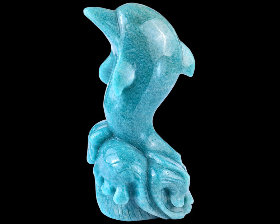 6.5" Amazonite Blue Chalcedony Hand Carved Dolphin