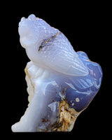 6.5" Blue Chalcedony Hand Carved Crystal Owl
