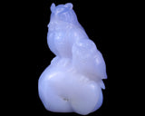 6.5" Blue Chalcedony Hand Carved Crystal Owls