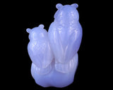 6.5" Blue Chalcedony Hand Carved Crystal Owls