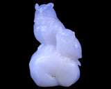 6.5" Blue Chalcedony Hand Carved Crystal Owls