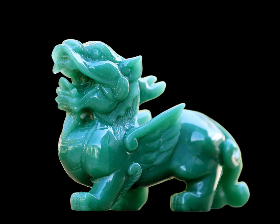 6.5" Green Aventurine Hand Carved Crystal Kylin