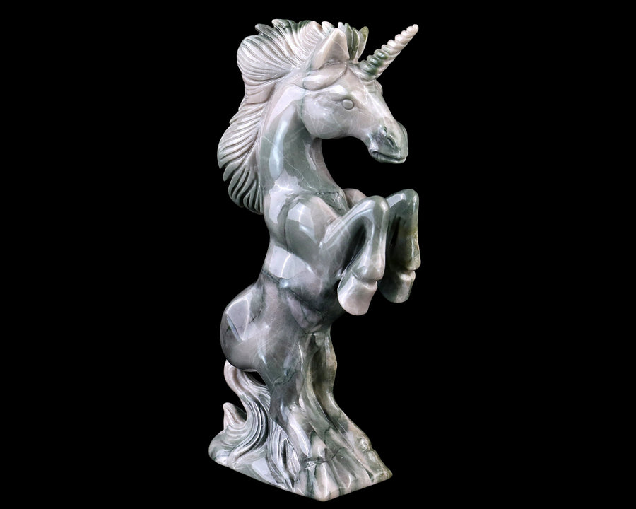 6.5" Nine Dragon Jade Hand Carved Crystal Unicorn