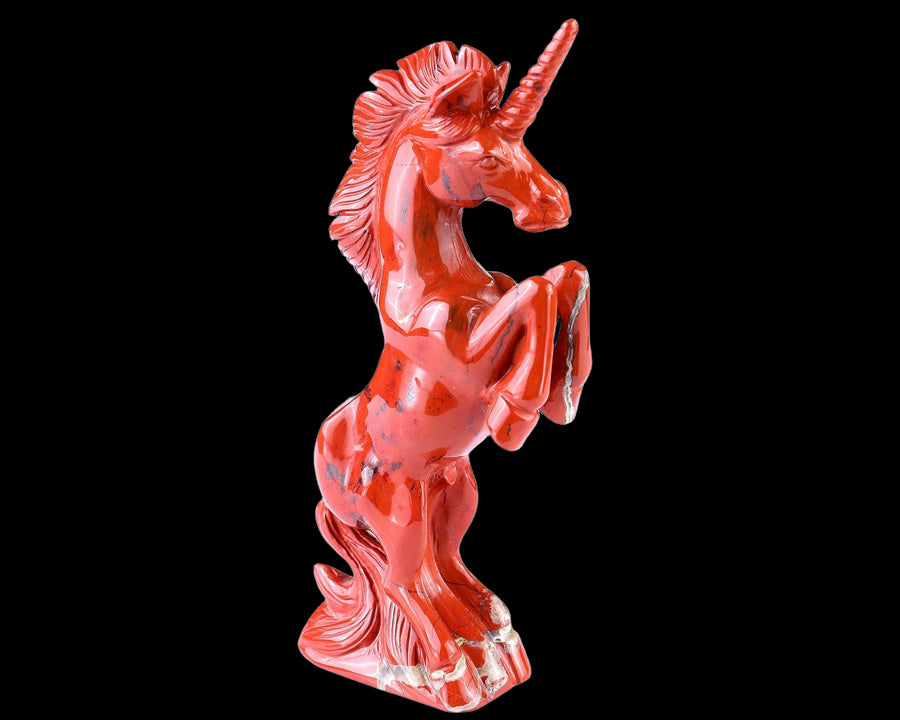 6.6" Red Jasper Hand Carved Crystal Unicorn