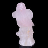 6.7" Rose Quartz Hand Carved Crystal Parrot