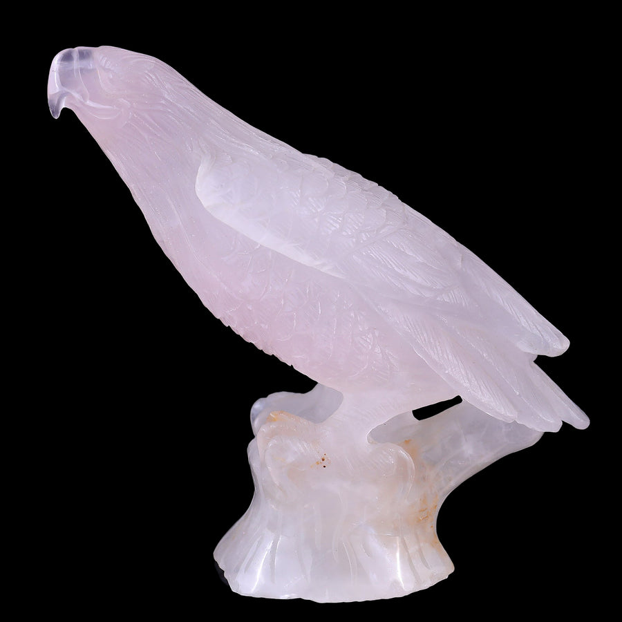6.7" Rose Quartz Hand Carved Crystal Parrot
