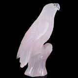 6.7" Rose Quartz Hand Carved Crystal Parrot