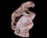 6.8" Red Leopard Skin Jasper Hand Carved Leopard
