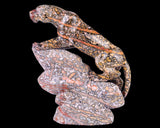 6.8" Red Leopard Skin Jasper Hand Carved Leopard