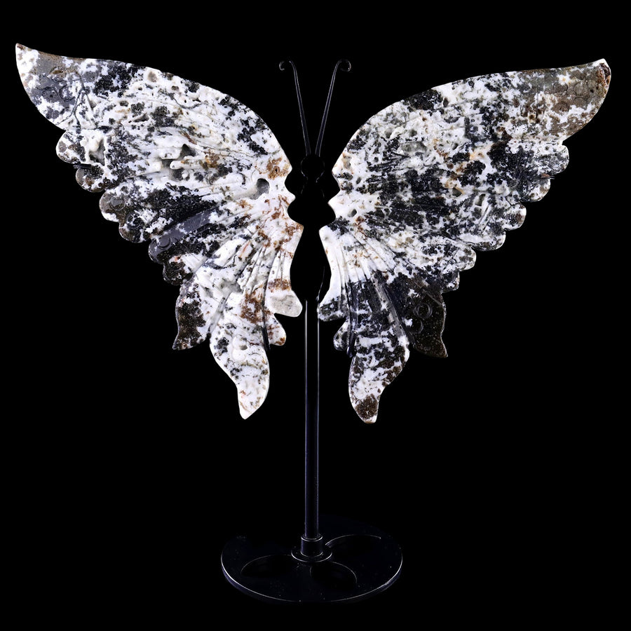 5.0" Moss Agate Hand Carved Butterfly Wings | No.224