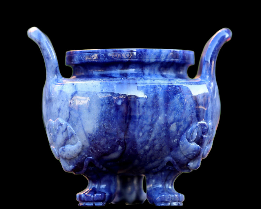 7.0" Blue Aventurine Hand Carved Crystal Gemstone Censer