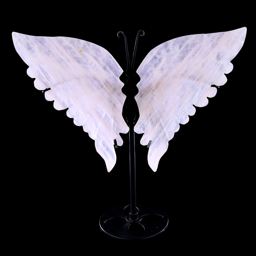 5.0" Rose Quartz Hand Carved Butterfly Wings