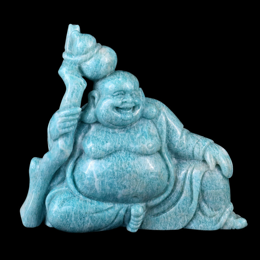 7.1" Amazonite Hand Carved Crystal Buddha