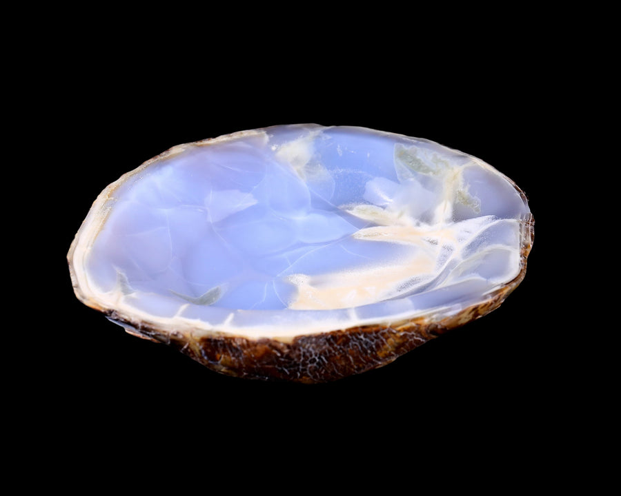 7.1" Blue Chalcedony Hand Carved Jewelry Tray Fruit Tray