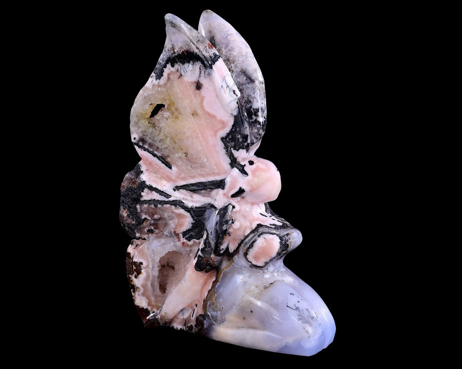 7.4" Blue Chalcedony Hand Carved Flower Faerie