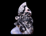 7.4" Blue Chalcedony Hand Carved Flower Faerie