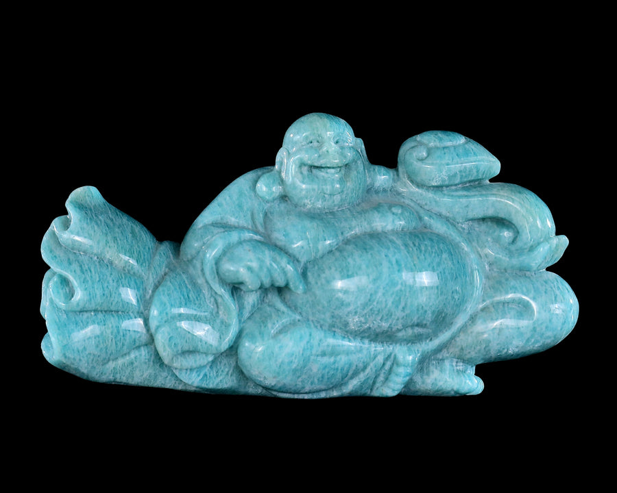 7.5" Amazonite Hand Carved Crystal Buddha