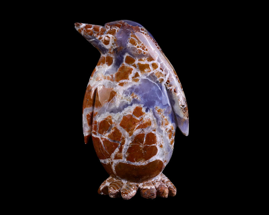7.5" Chalcedony Hand Carved Crystal Penguin