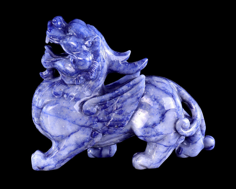 7.2" Blue Aventurine Hand Carved Crystal Kylin