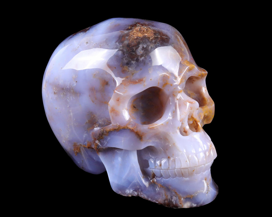 7.7" Blue Chalcedony Hand Carved Realistic Skull