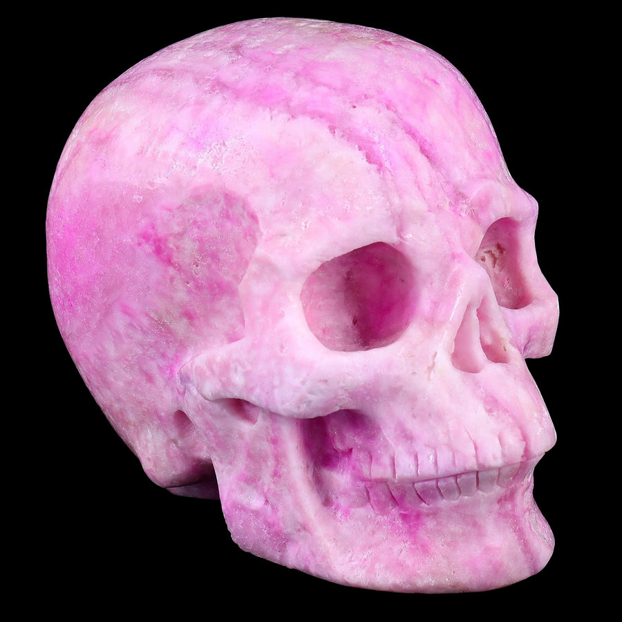 8.1" Pink Aragonite Hand Carved Realistic Skull