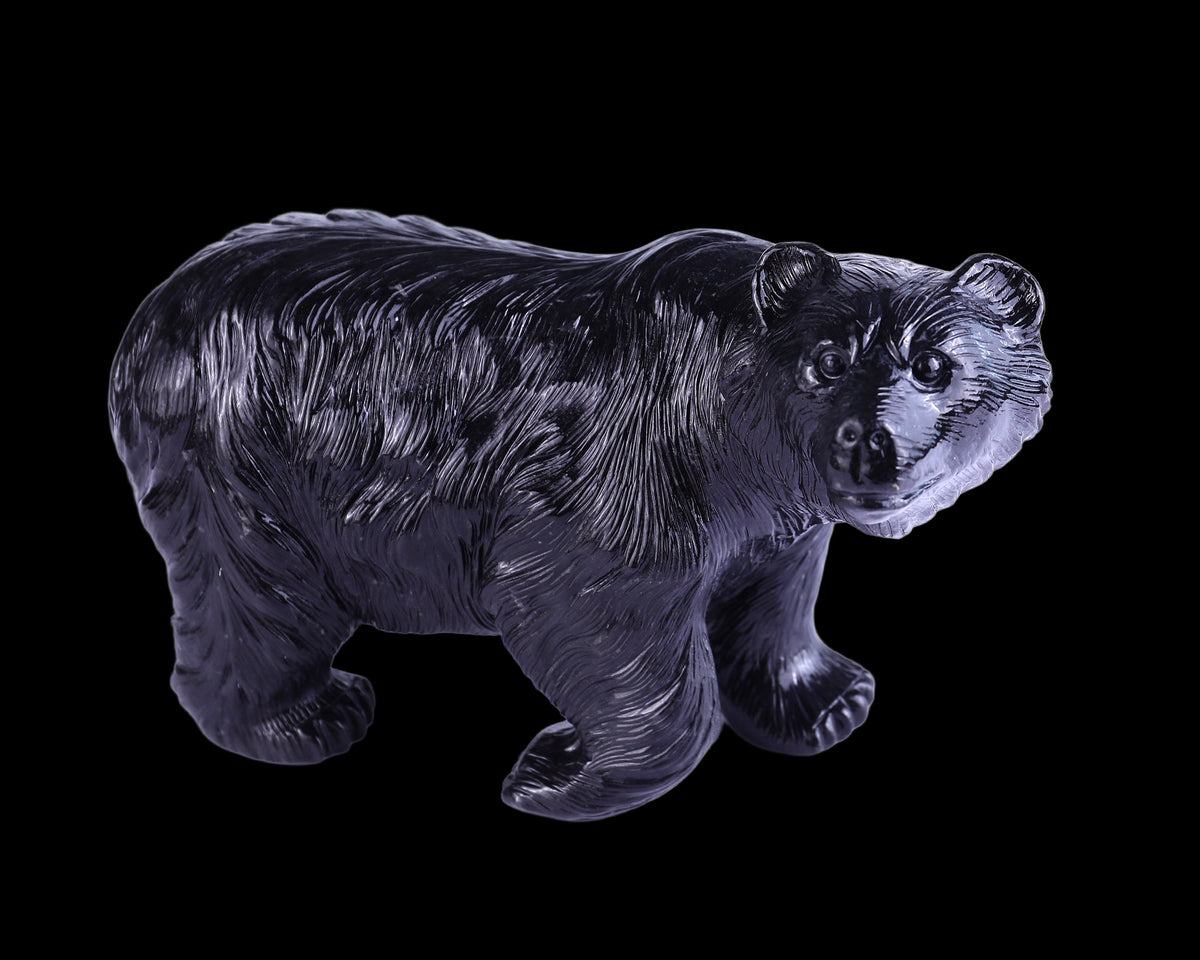 8.7" Black Stone Hand Carved Realistic Polar Bear